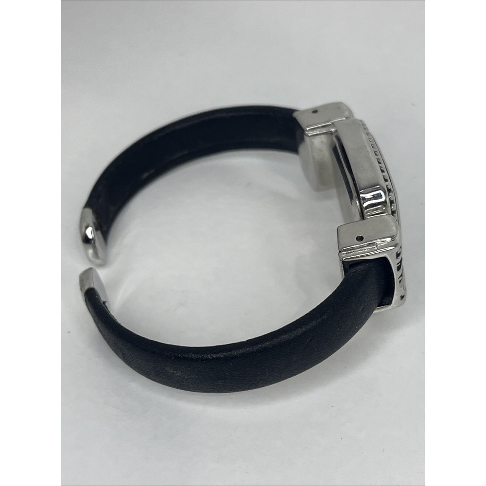 Women's Quartz Watch Silver 22mm‎ Case Black Hinge Band- New Battery - Picture 5 of 7